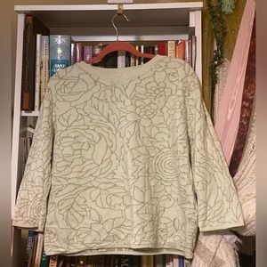 Sage green floral retro sweater